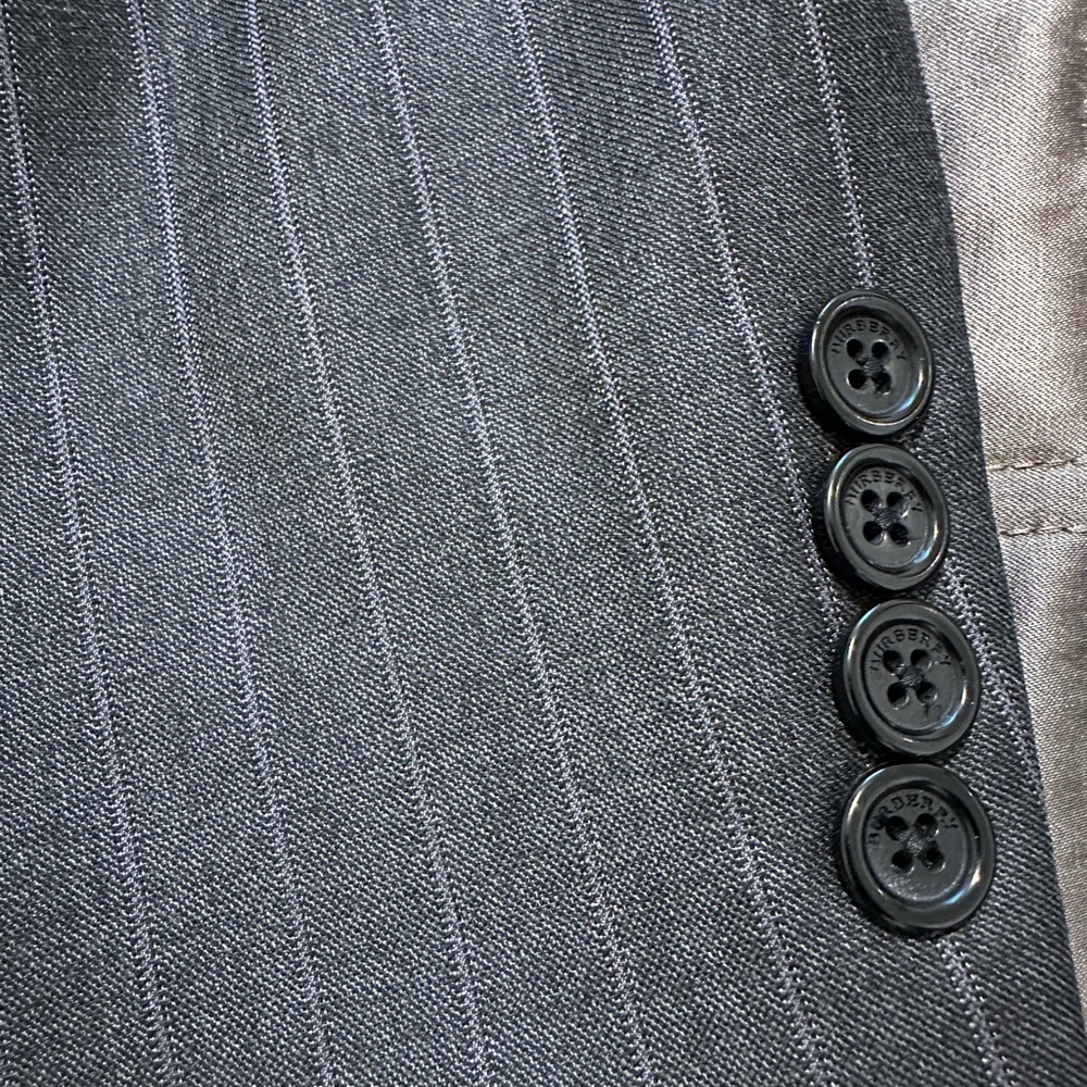 Men's Gray Burberry Pinstripe Blazer Suit 38R pants 31/30